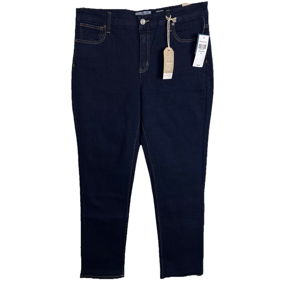 Coldwater Creek Jeans Womens 14 The Creek Mid Rise Straight Denim Blue Dark Wash